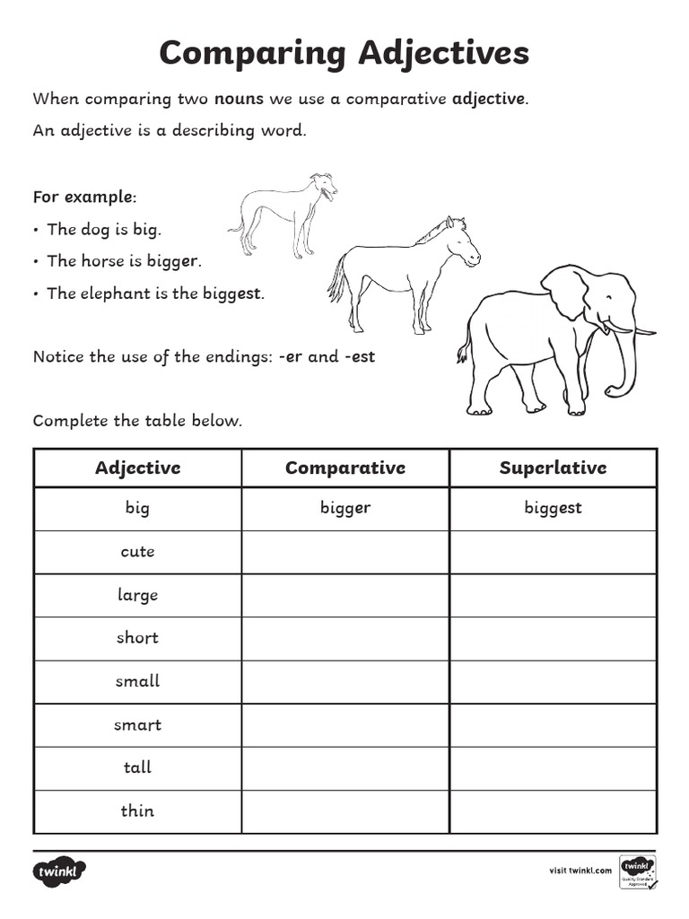 Comparing Adjectives Activity Sheet - Ver - 1 | PDF