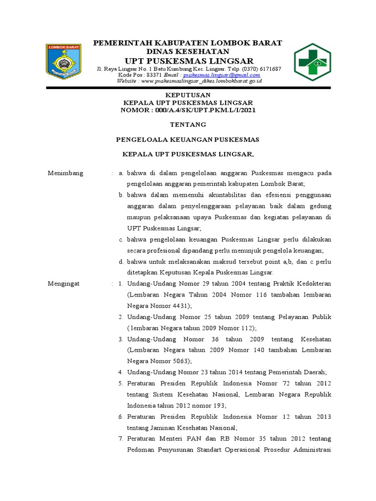 Sk Pengelola Keuangan Revisi Salin Pdf