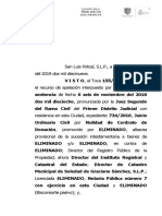 TOCA 155/19: Quinta Sala Juicio Ordinario Civil