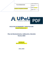 Plan de Mantenimiento, Calibración y Revisión Tecnica 2023 - Plantilla