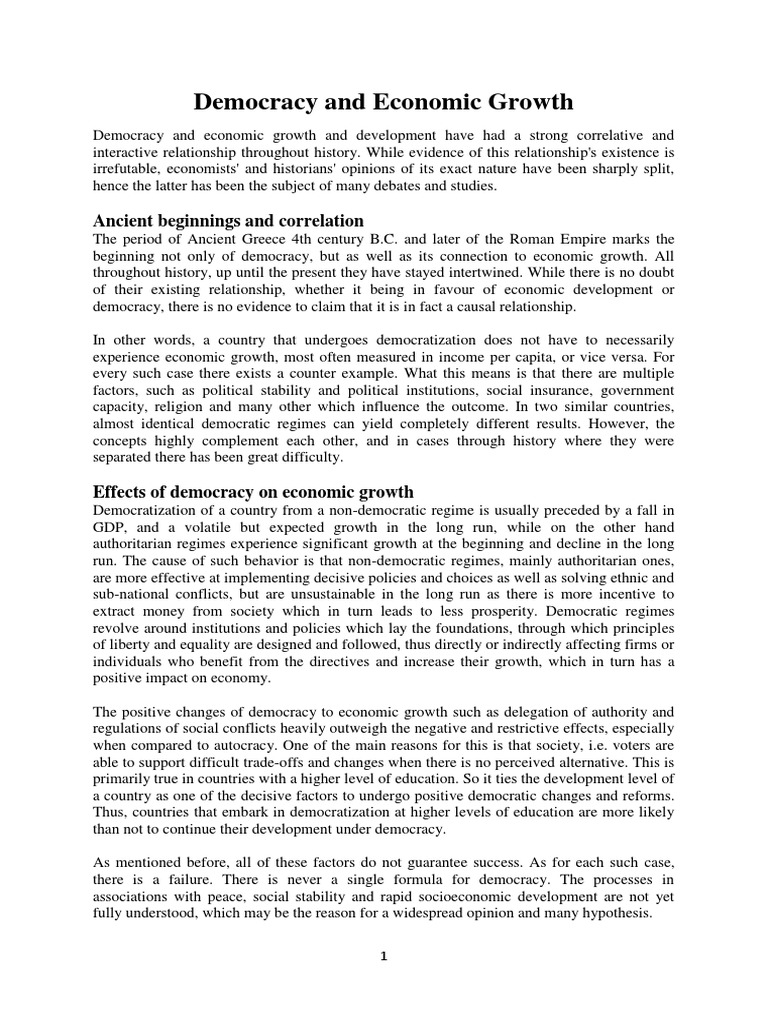 Democracy's Impact on Economic Growth | PDF | Economic Growth | Economies