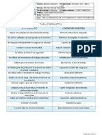 Lechon John - Tabla Comparativa de Acto Inseguro y Condición Insegura