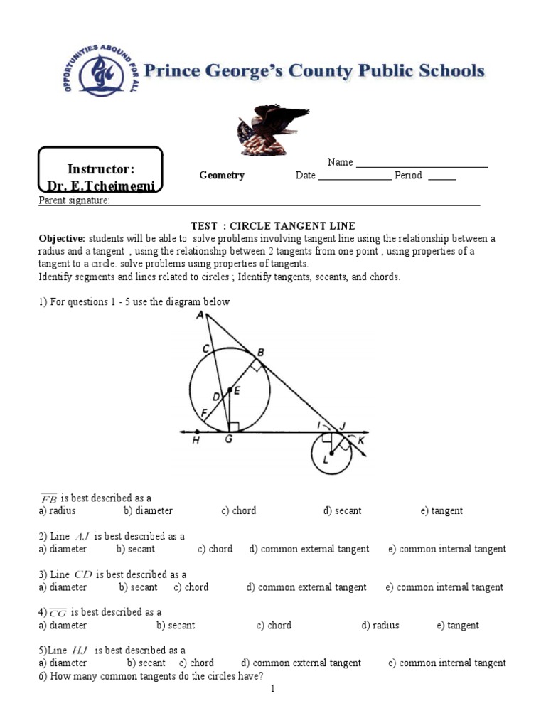 Circle Tangent Line Test Questions | PDF | Teaching Methods & Materials ...