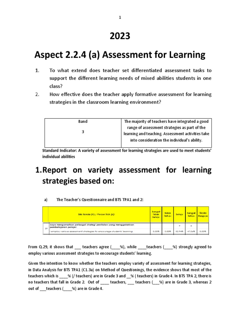 Assessment For Learning | PDF