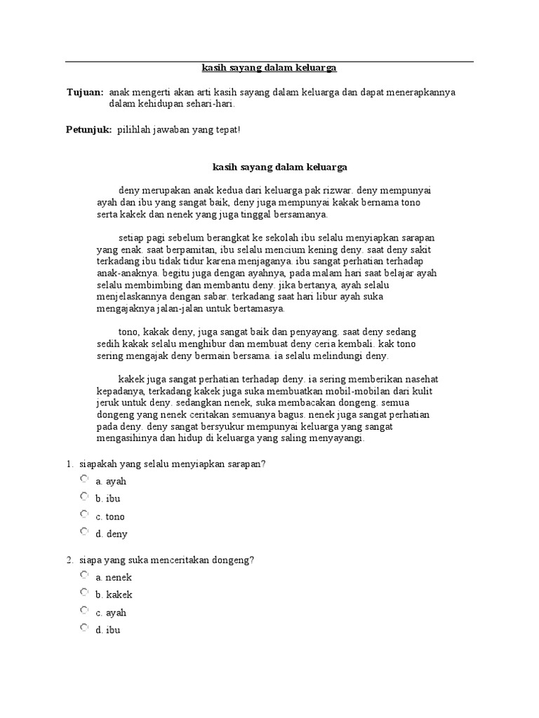 Kasih Sayang Dalam Keluarga | PDF