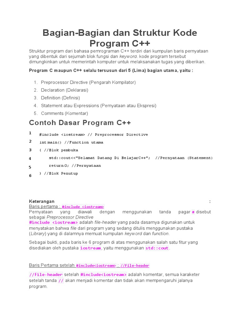 Struktur Dasar Program C++ | PDF