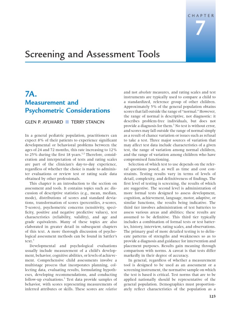 Screening and Assessment Tools 2005 | PDF | Validity (Statistics ...