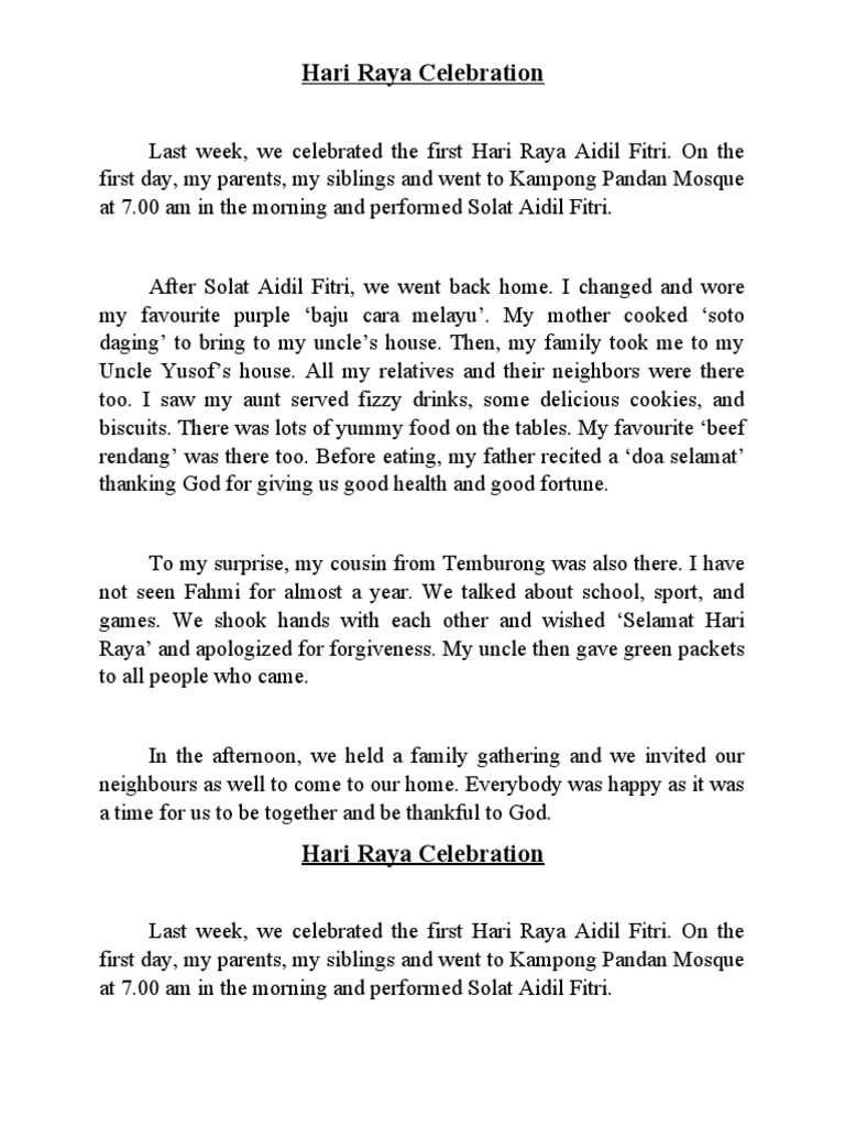 Hari Raya Celebration | PDF | Cooking, Food & Wine | Religion ...