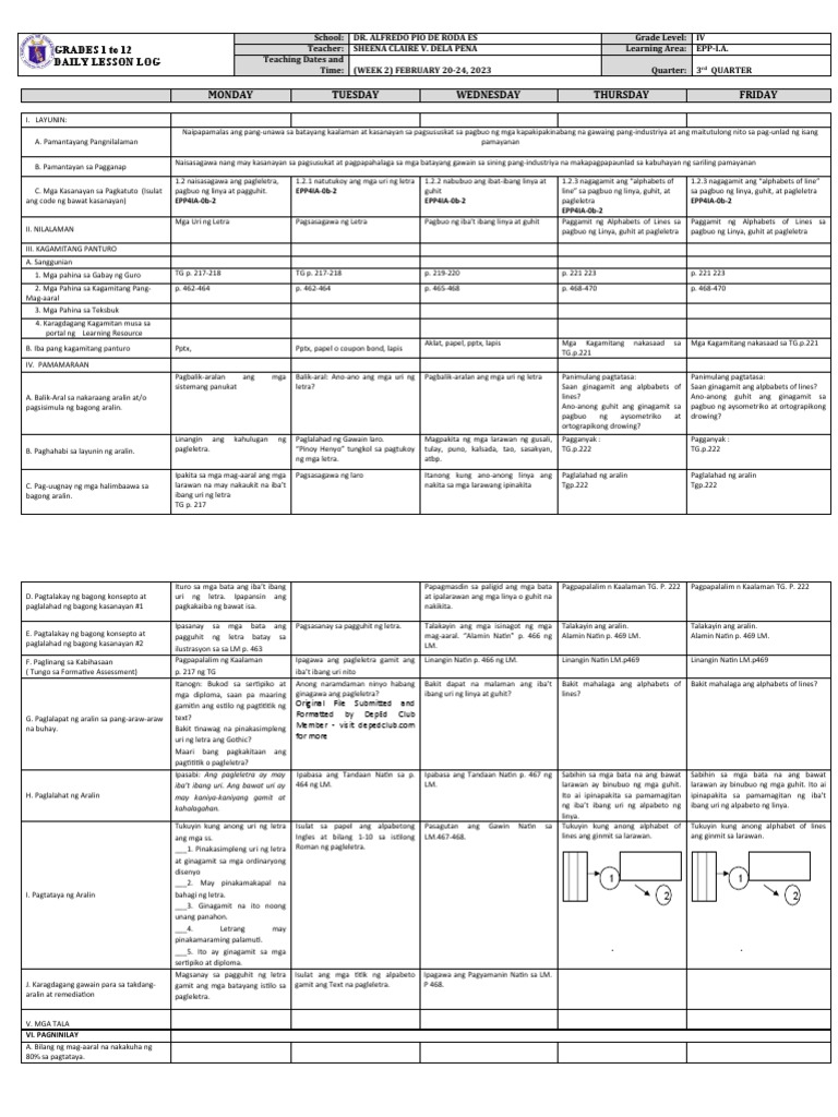 DLL - Epp 4 - Q3 - W2 | PDF
