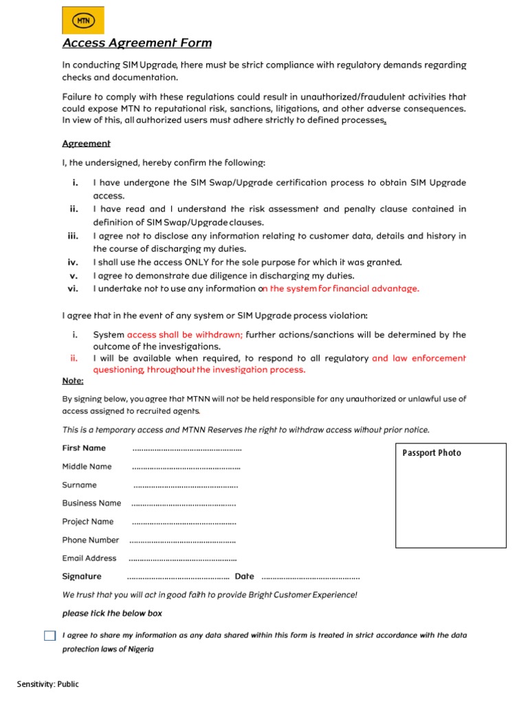 Agent Access Attestation Form. PDF