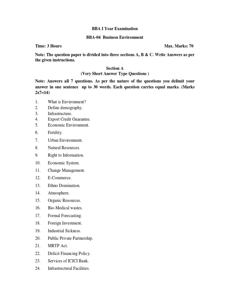 Business Environment Exam Questions Guide | PDF | World Trade ...