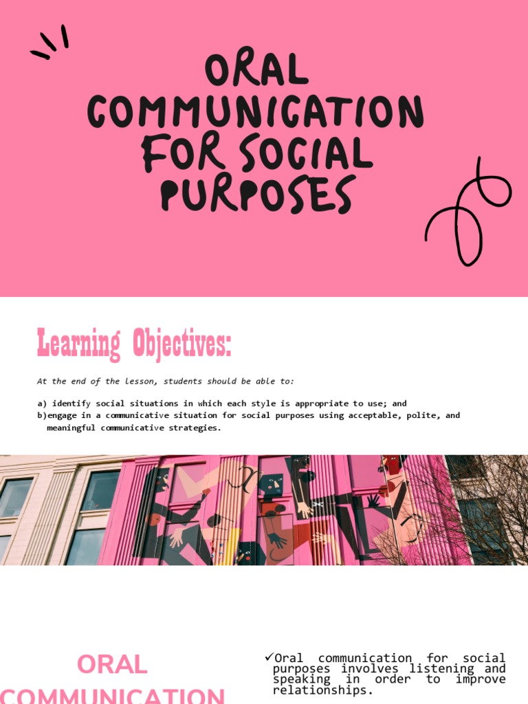 Oral Communication For Social Purposes | PDF | Communication | Speech