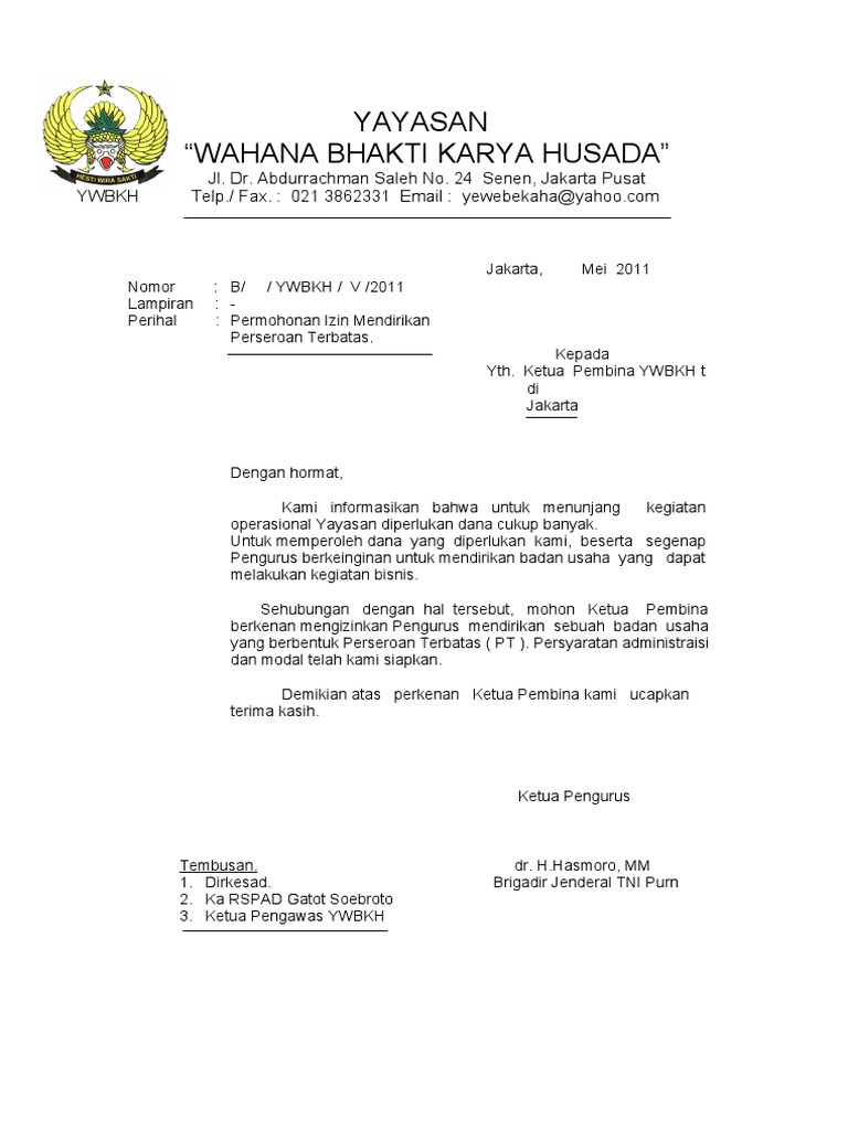 Surat Izin Mendirikan PT | PDF