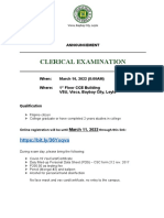 Announcement For Clerical Exam