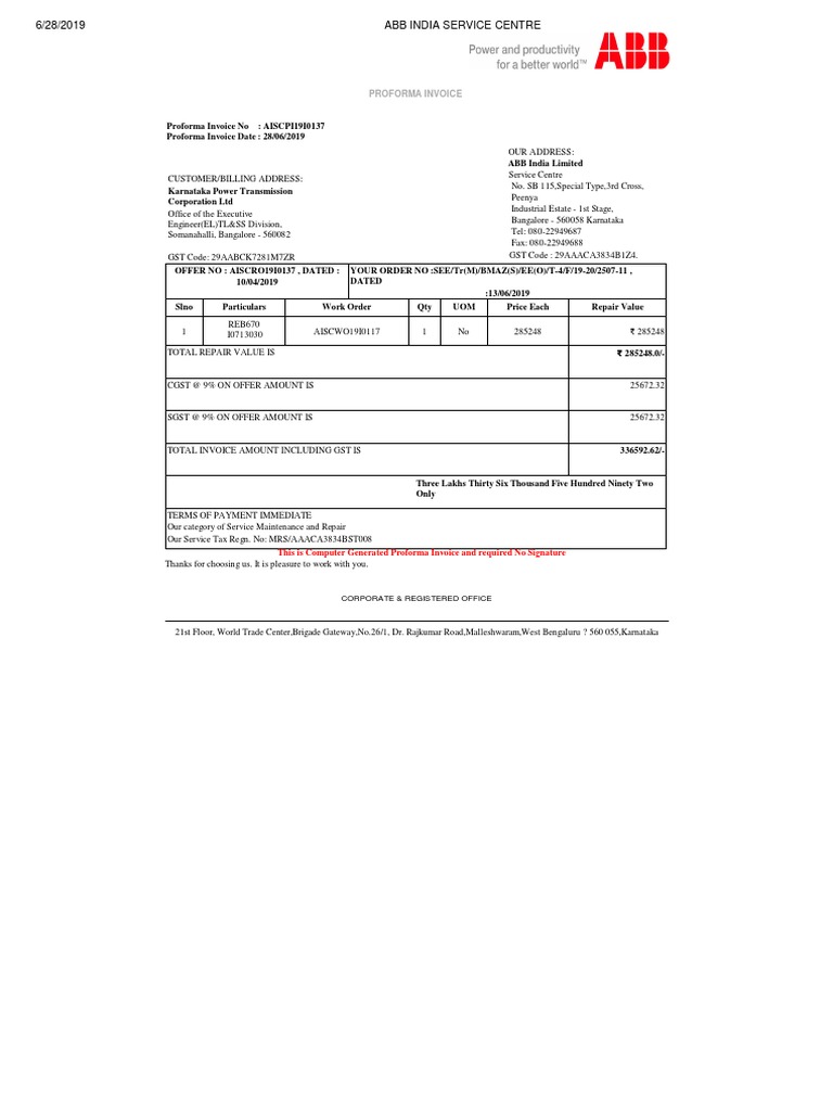 Abb Proforma | PDF
