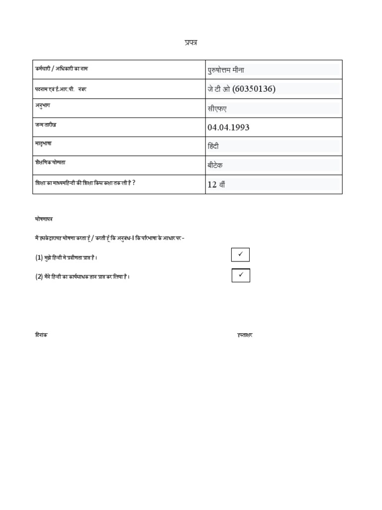 Hindi Format | PDF