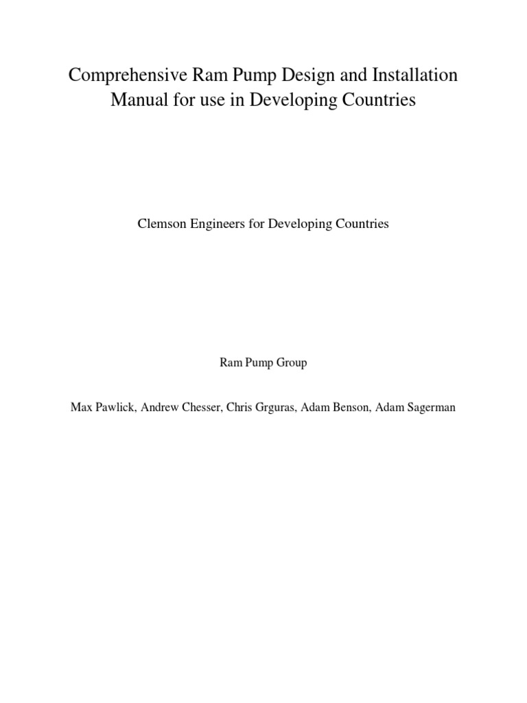 Ram Pump Design and Installation Manual For Use in Developing Countries PDF