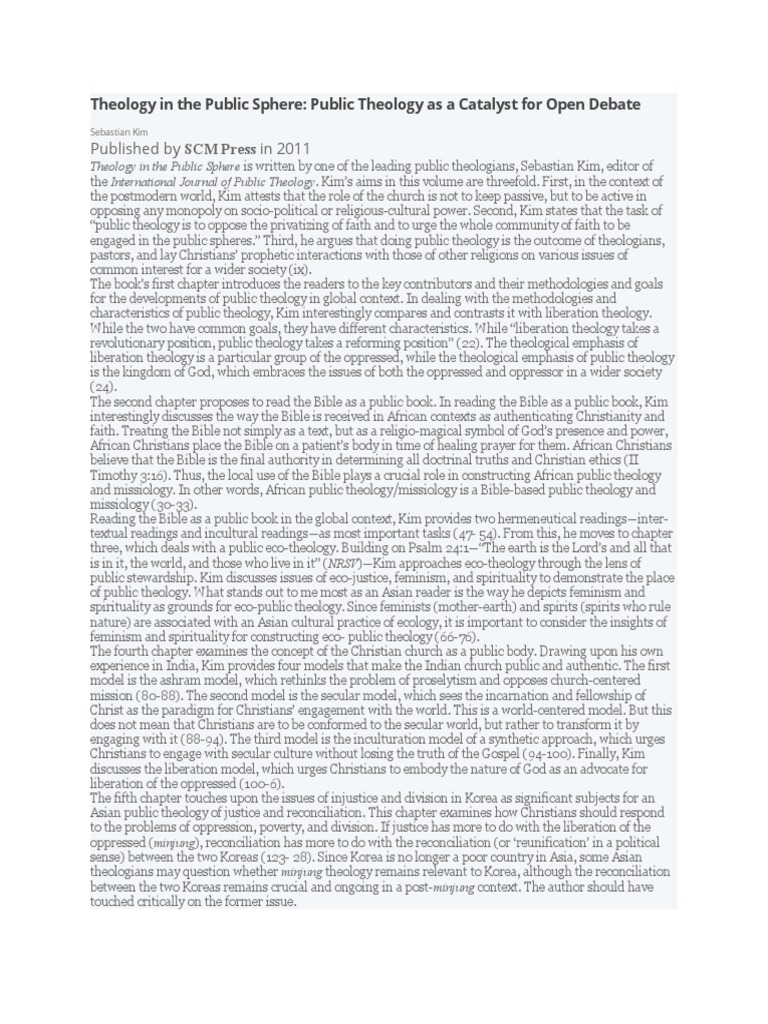 Theology in The Public Sphere | PDF