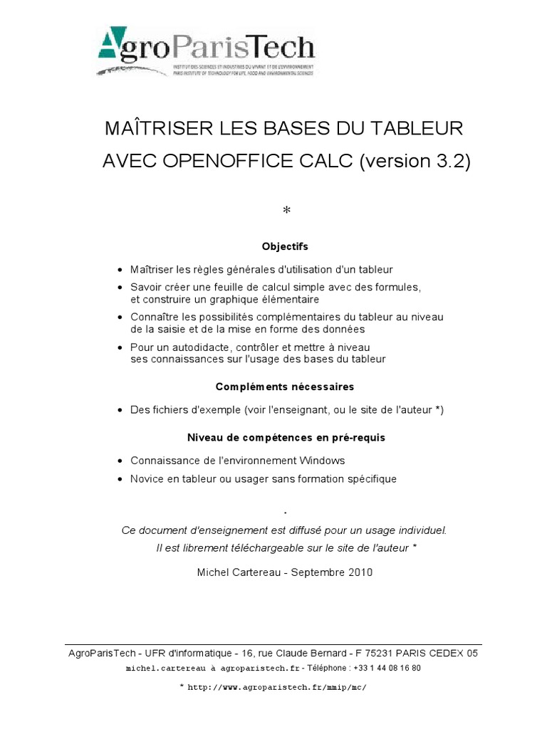 Cours Bases Oo3 Calc | PDF
