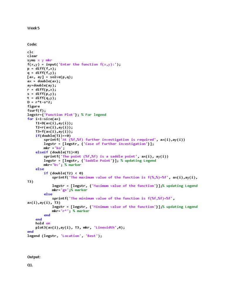 MatLab 22BAI1173 Week 5-8 | PDF | Computer Programming | Mathematical ...