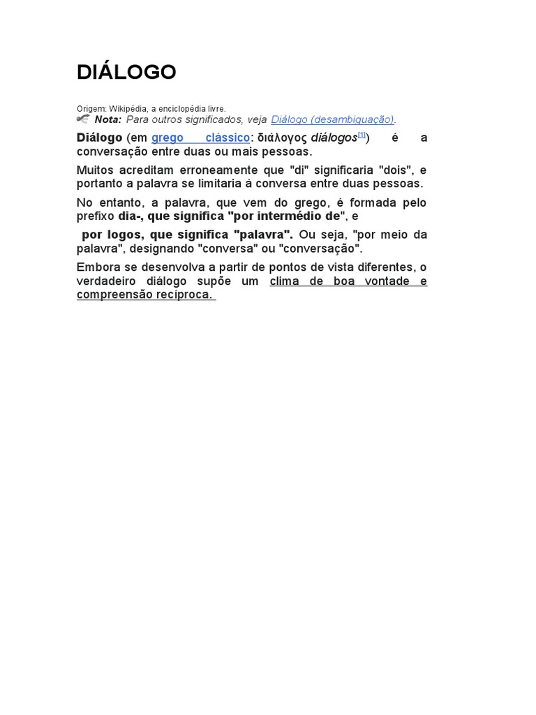 Significado e Origem do Diálogo | PDF