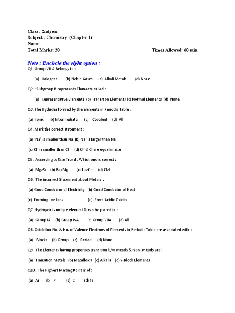 Chemistry Notes PDF
