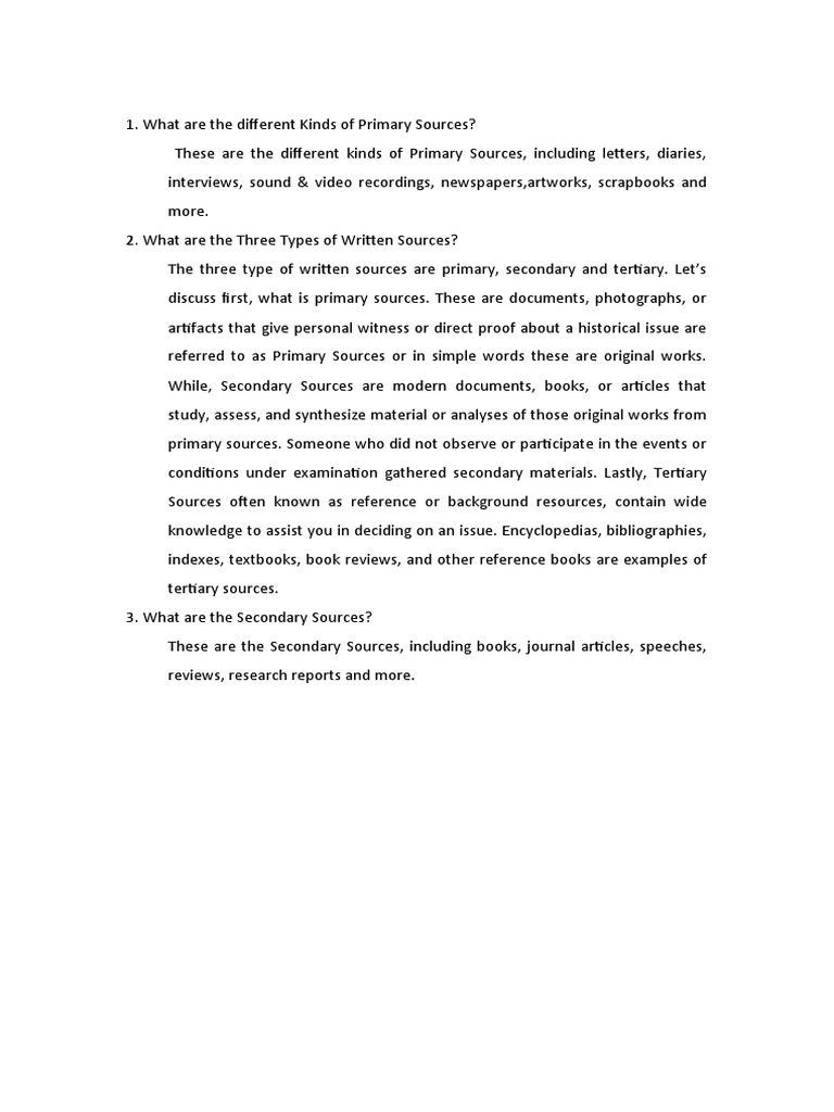 Types of Primary and Secondary Sources | PDF | Philosophy