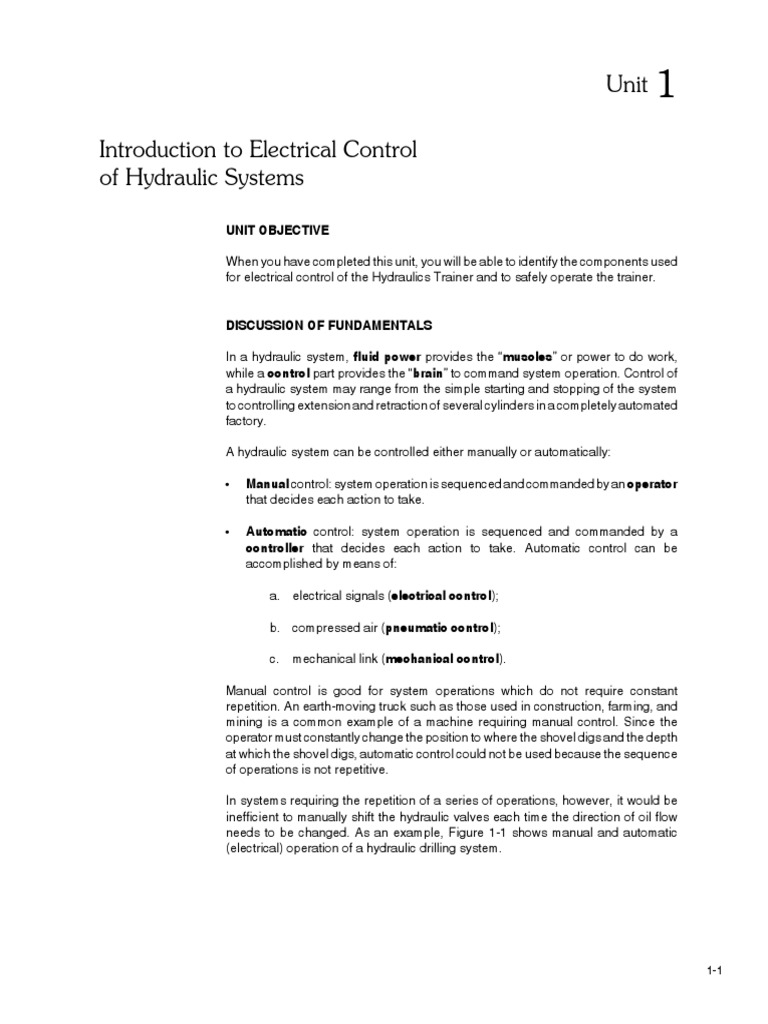 Introduction To Electrical Control of Hydraulic Systems PDF Relay