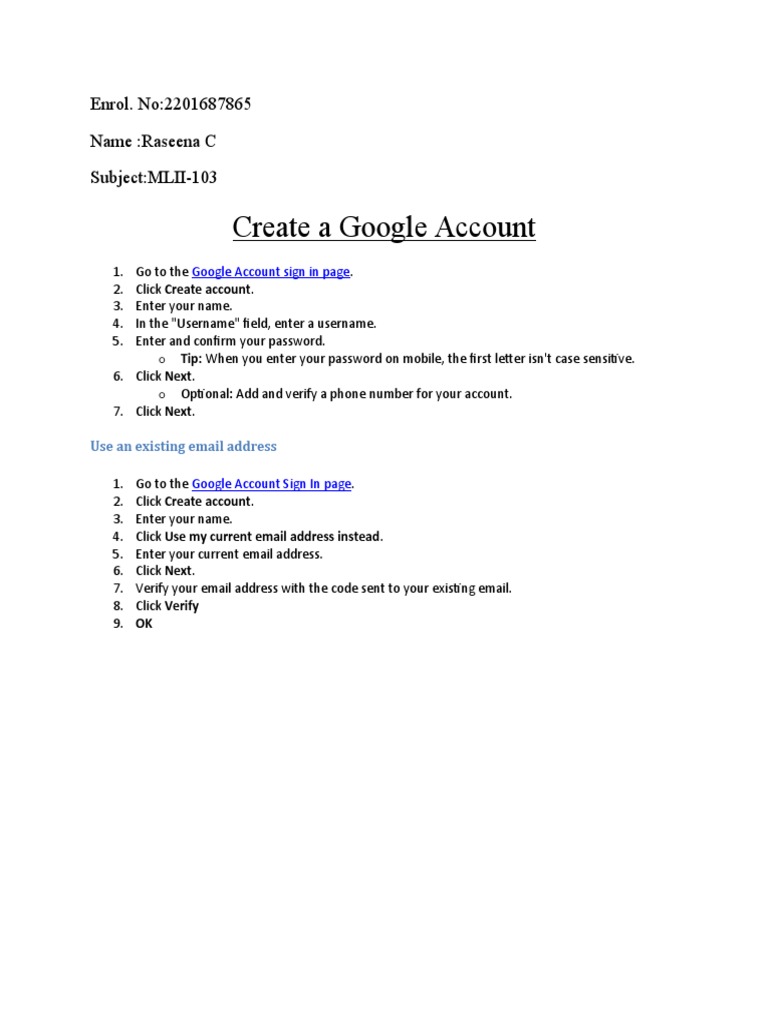 Email Id Creation PDF