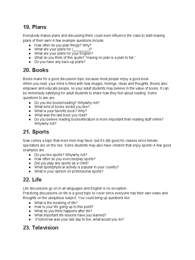 Free talking topics 3 pdf