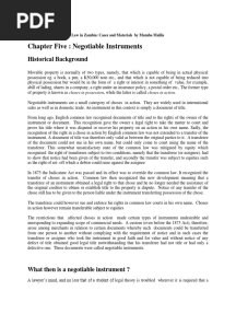 Negotiable Instruments-Extract From Commercial Law in Zambia Mumba Malila