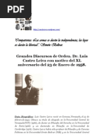 Discurso Del Dr Luis Castro Leiva Del 23 de Enero de 1998