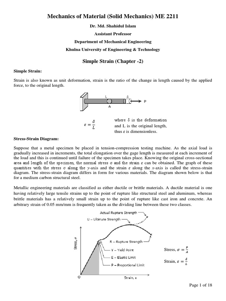 Solid Mechanics Chapter 2 Pdf Deformation Engineering Strength