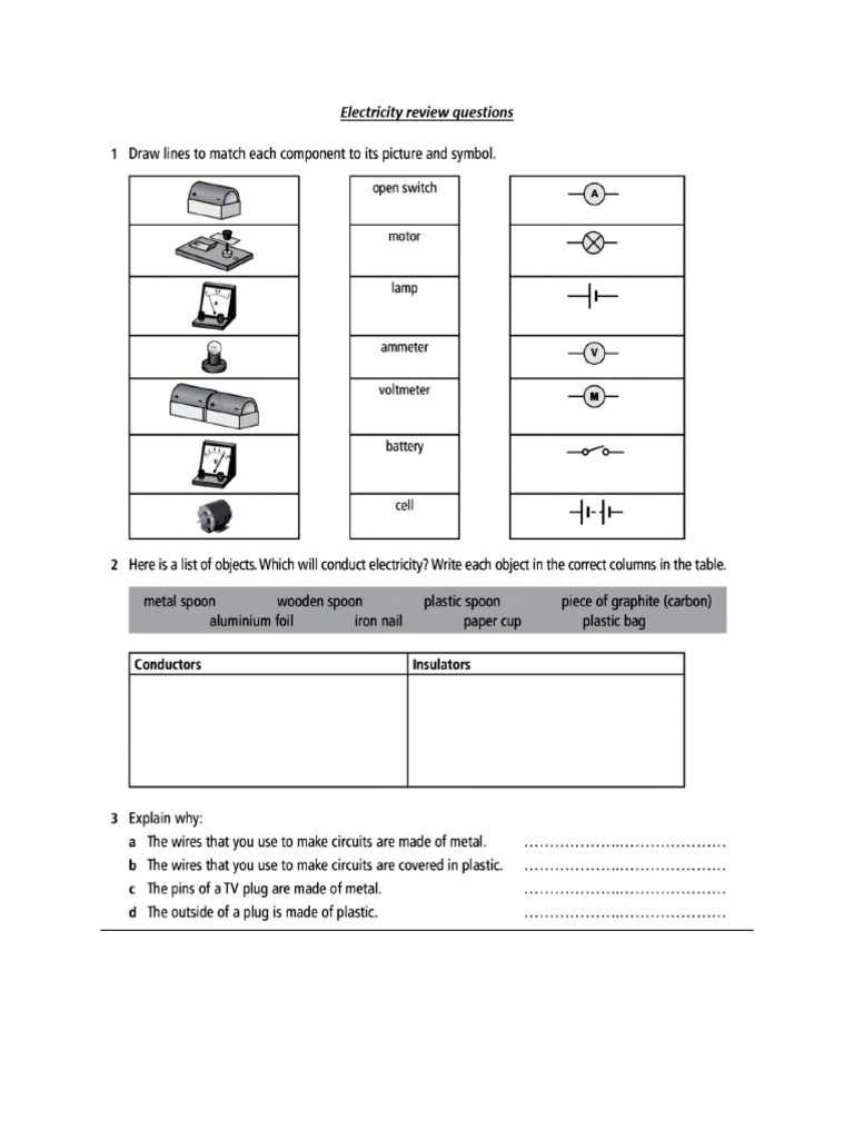 Electricity Review Questions PDF
