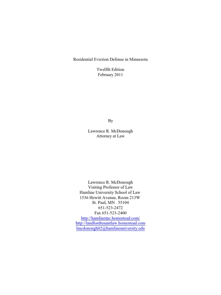 Residential Eviction Defense in Minnesota | PDF | Eviction | Section 8  (Housing)