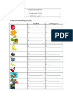 English Worksheet Vocabulary: Fruit: Label The Following Pictures. English Portuguese