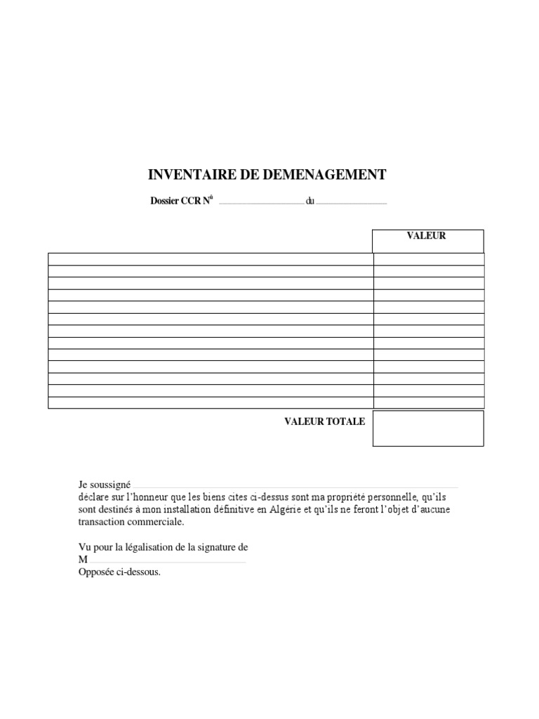 Inventaire de Déménagement en PDF | PDF