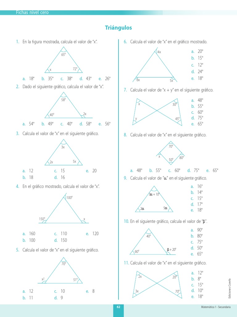 Ejercicios de Triángulos para Secundaria | PDF