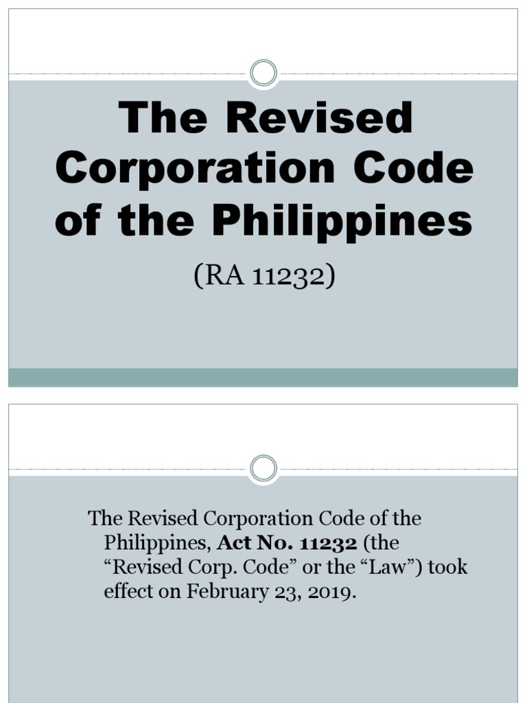 Revised Corporation Code of the Philippines | PDF | Stocks | Corporations