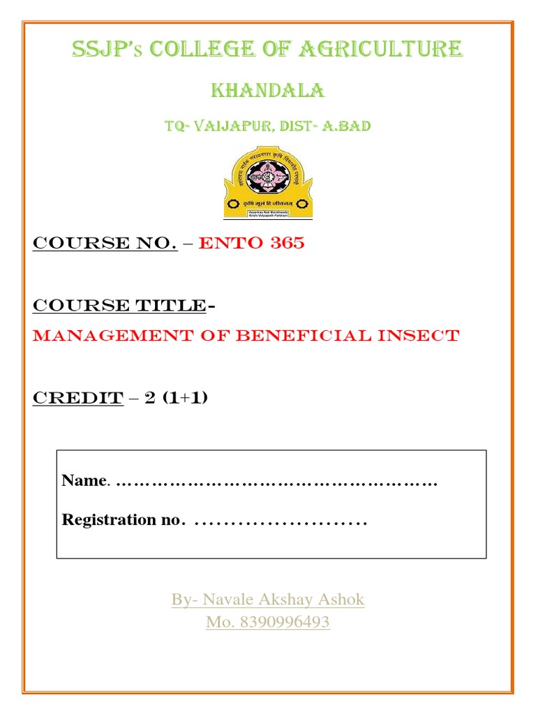 Theory Notes Management of Beneficial Insects PDF