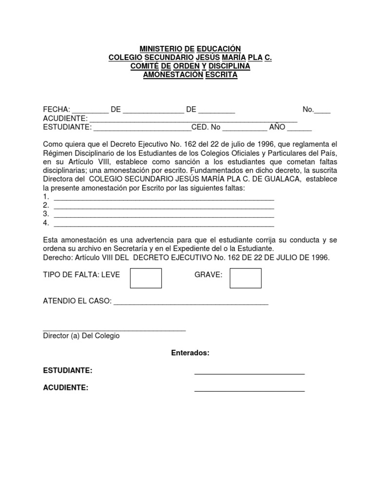 Formulario de Amonestacion PDF