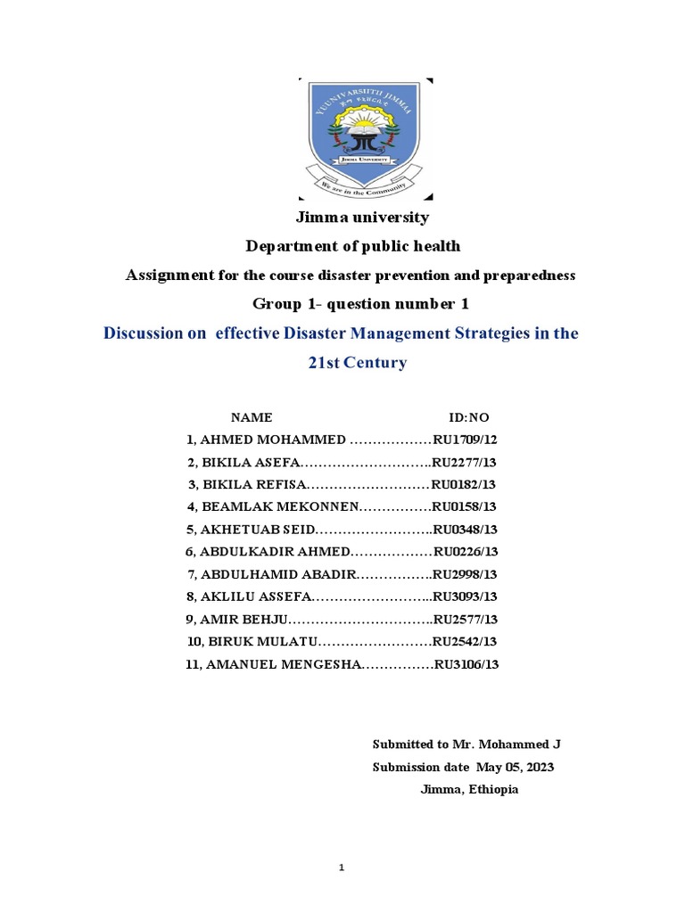 Effective Disaster Management Strategies In 21st Century Pdf