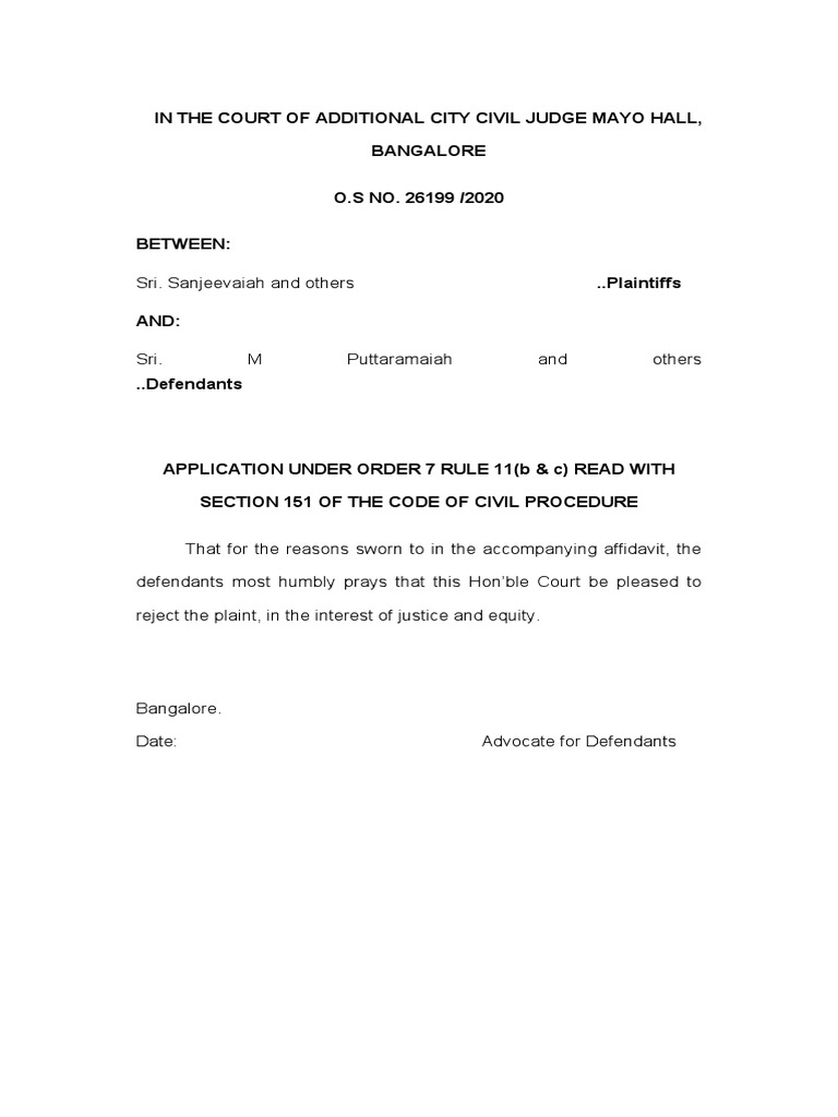 7 Rule 11 Rejection Plaint | PDF