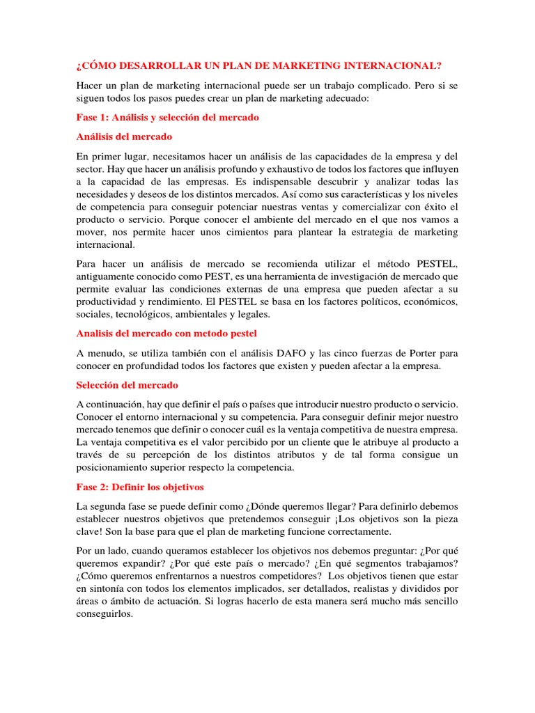 Guía para un Plan de Marketing Internacional | PDF | Marketing ...