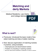 Stable Matching and Orderly Markets: Medical Residents, Law Clerks, and College Admissions