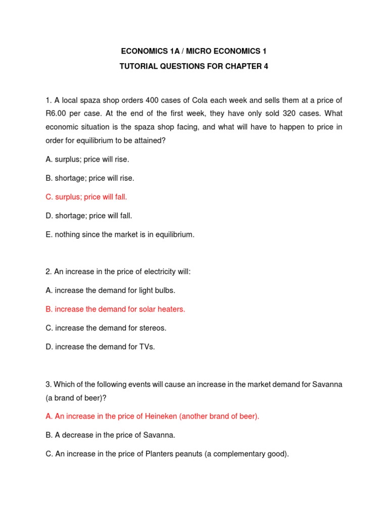 Microeconomics Chapter 4 Q&A | PDF