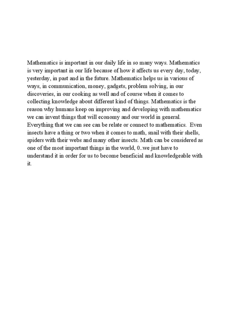 Mathematics Is Important In Our Daily Life In So Many Ways PDF