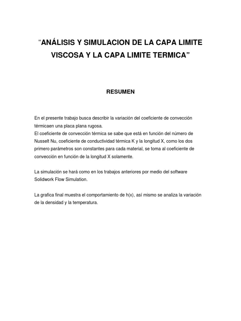 Análisis y Simulacion de La Capa Limite Viscosa y La Capa Limite