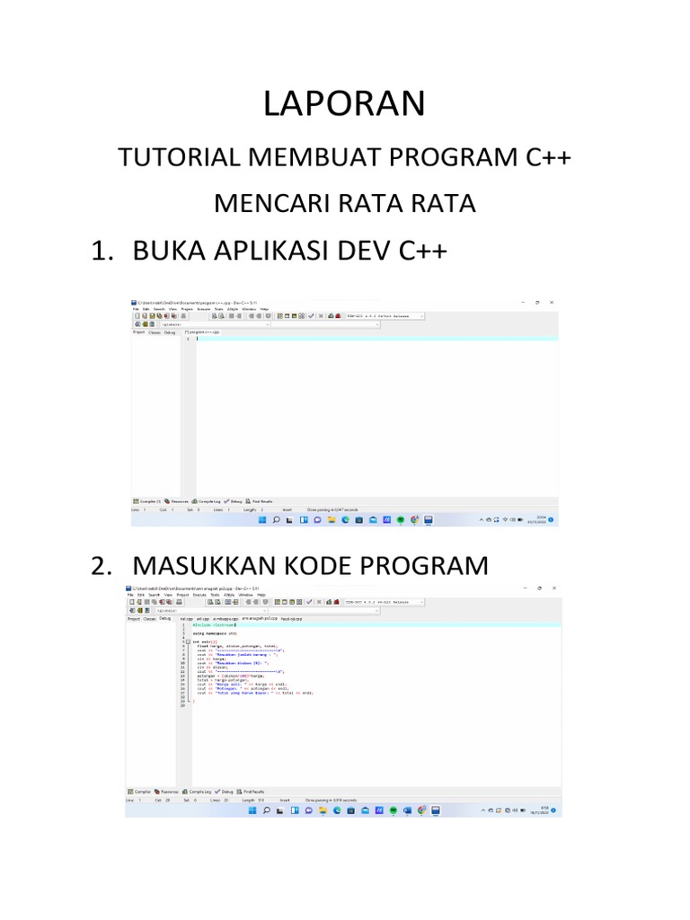 Tutorial Program Rata-Rata di Dev C++ | PDF