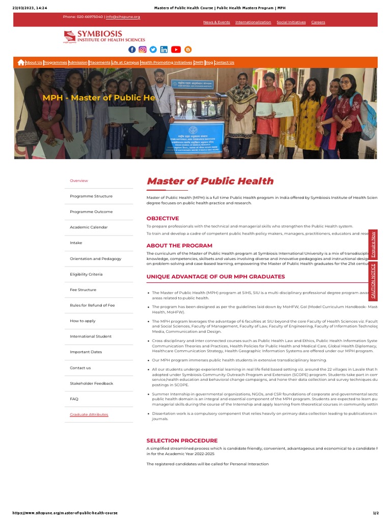 Masters of Public Health CoursePublic Health Masters ProgramMPH PDF